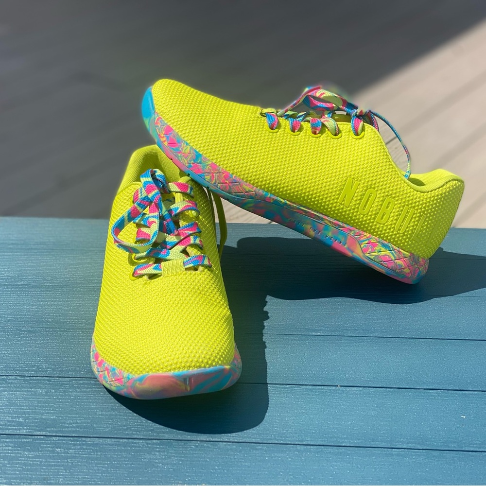 Nobull Neon Yellow Swirl Trainers W7